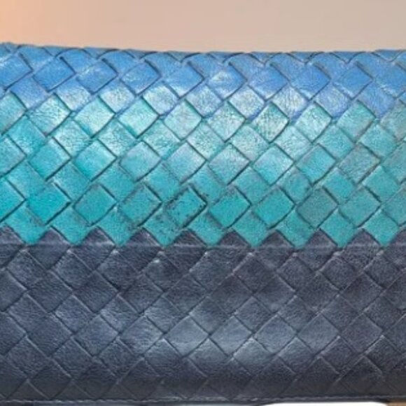 Bottega Veneta Intrecciato Multi Color Block Fold Over Wallet - Picture 6 of 14